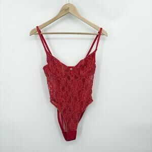 Victoria's Secret Red Lace Bodysuit